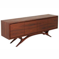 Stunning Vintage Brazilian Rosewood Credenza with Sculptural Base