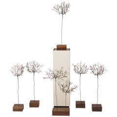 Collection of Vintage Iron Tree Sculptures Attributed to C. Jere