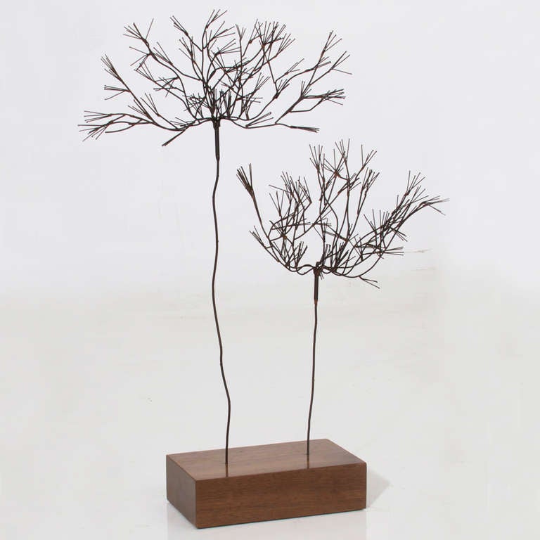 Mid-20th Century Collection of Vintage Iron Tree Sculptures Attributed to C. Jere
