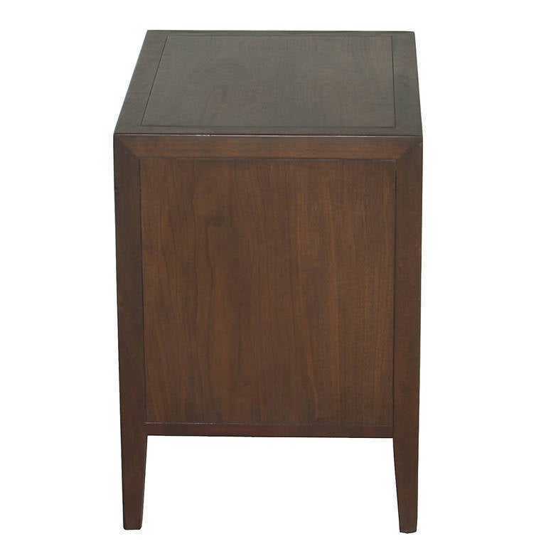 Set of His and Hers Walnut Nightstands by Drexel with Chrome Detailing 2