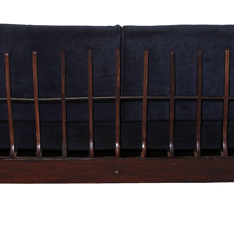 Spined Back Sofa in Rosewood by Jorge Zalszupin 2