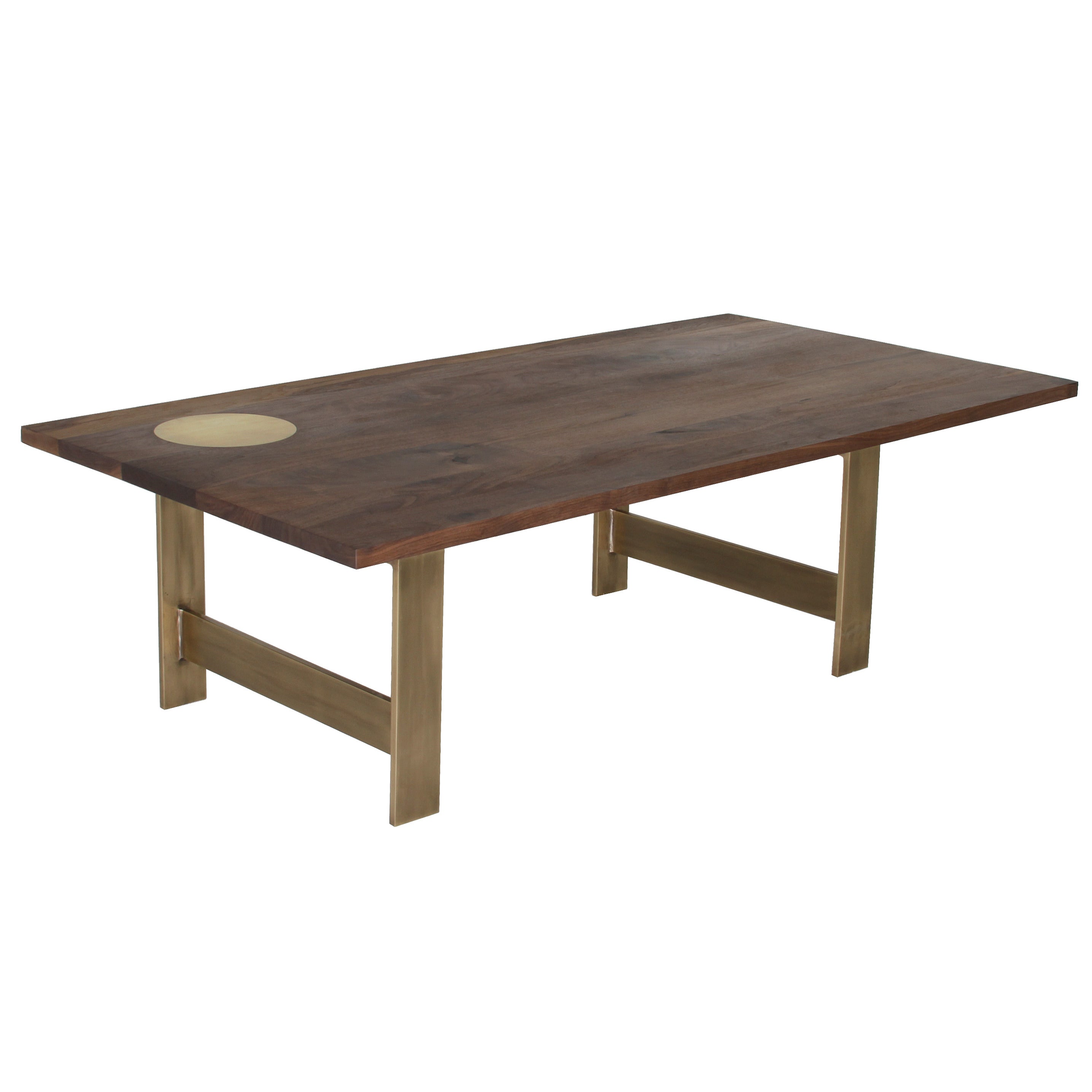 Dolenc Coffee Table in Walnut with Brass Inlay by Thomas Hayes Studio