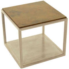 Harry Lunstead Bleached Walnut 
Copper Top Side Table