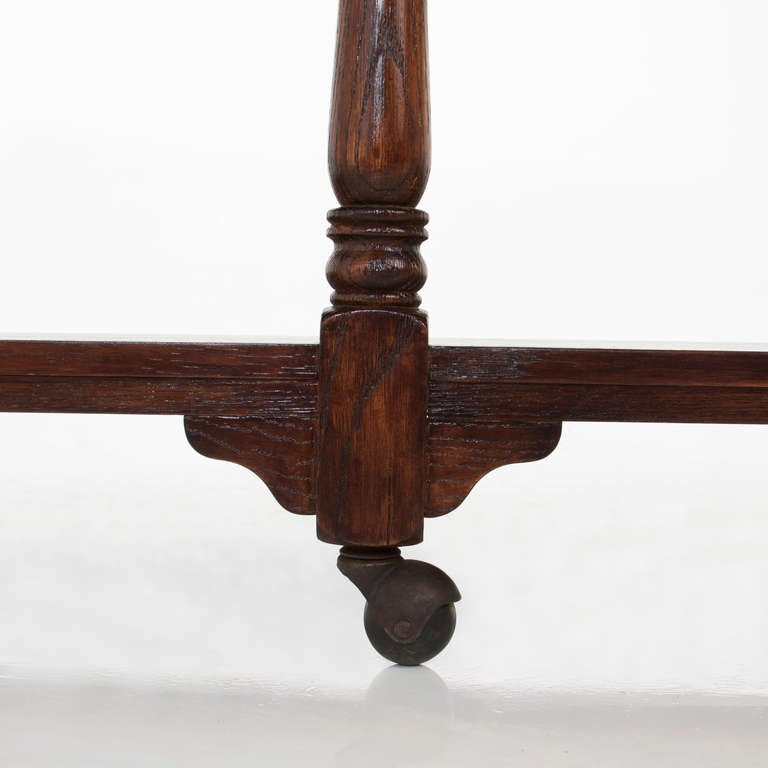 Hollywood Regency French Carved Oak Console Table on Casters For Sale 3