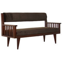Brazilian Cerejeira Wood Bench with Mohair Upholstery by Tepperman 4