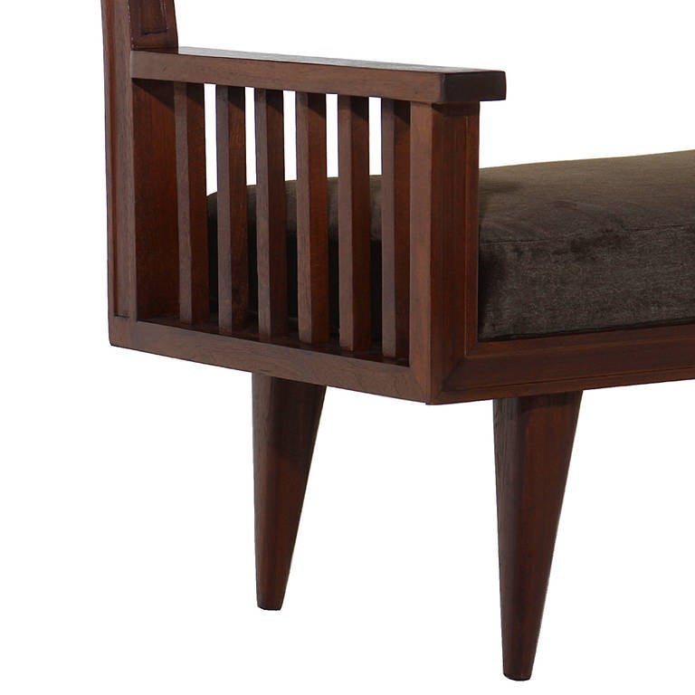 Mid-20th Century Brazilian Cerejeira Wood Bench with Mohair by Jacqueline Terpins for Tepperman For Sale