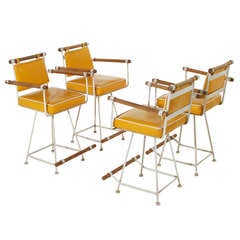 Set of 4 Cleo Baldon yellow & white counter stools