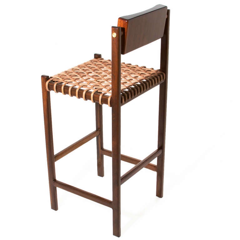 American The Leather Cord Bar Stool by Thomas Hayes Studio