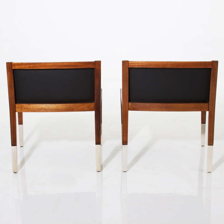 Pair of 1940's Black Leather Slipper or Vanity Chairs at 1stdibs