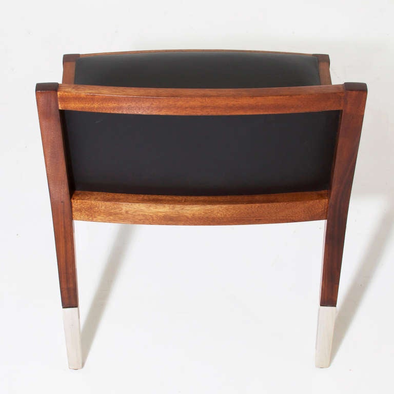 Pair of 1940's Black Leather Slipper or Vanity Chairs at 1stdibs