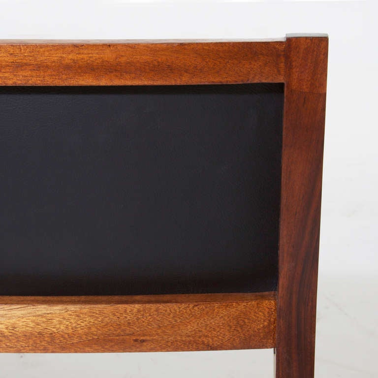 Pair of 1940's Black Leather Slipper or Vanity Chairs at 1stdibs