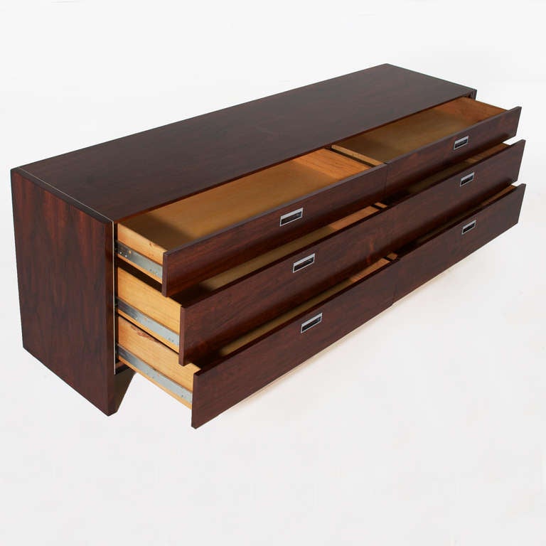 American Robert Baron for Glenn of California Rosewood and Chrome Dresser For Sale