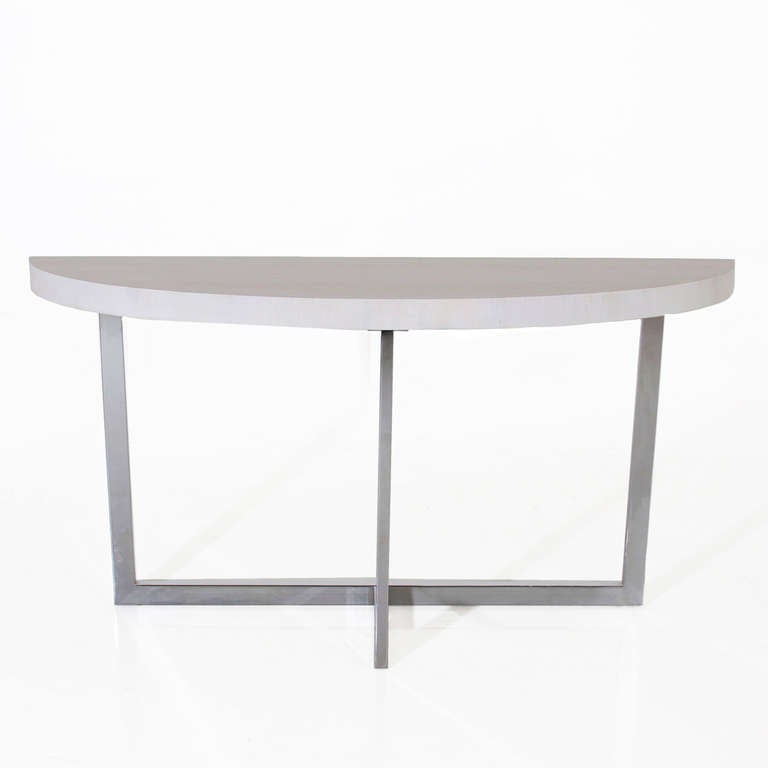 Vintage Beached Oak & Chrome Flat Bar Console Milo Baughman Attribution