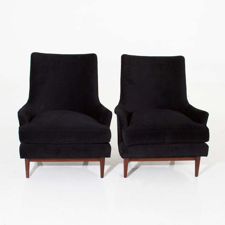 American Pair of Curved Back Armchairs by Edward Wormley for Janus