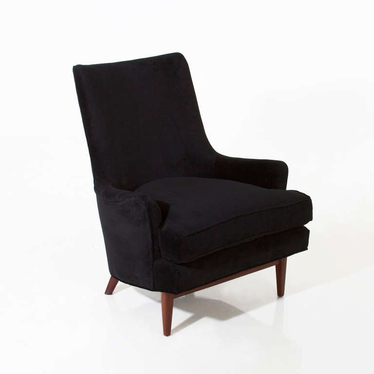 Velvet Pair of Curved Back Armchairs by Edward Wormley for Janus