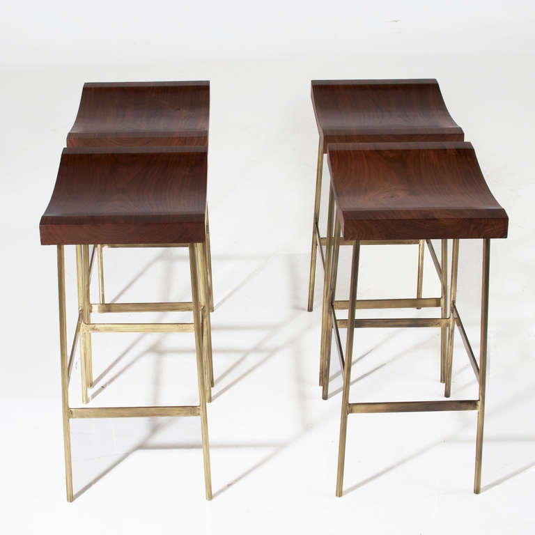 American The Solid Brass Bunda Bar Stool by Thomas Hayes Studio