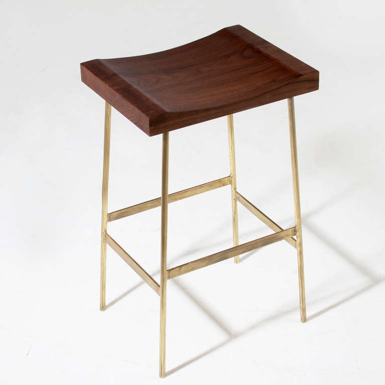 Contemporary The Solid Brass Bunda Bar Stool by Thomas Hayes Studio