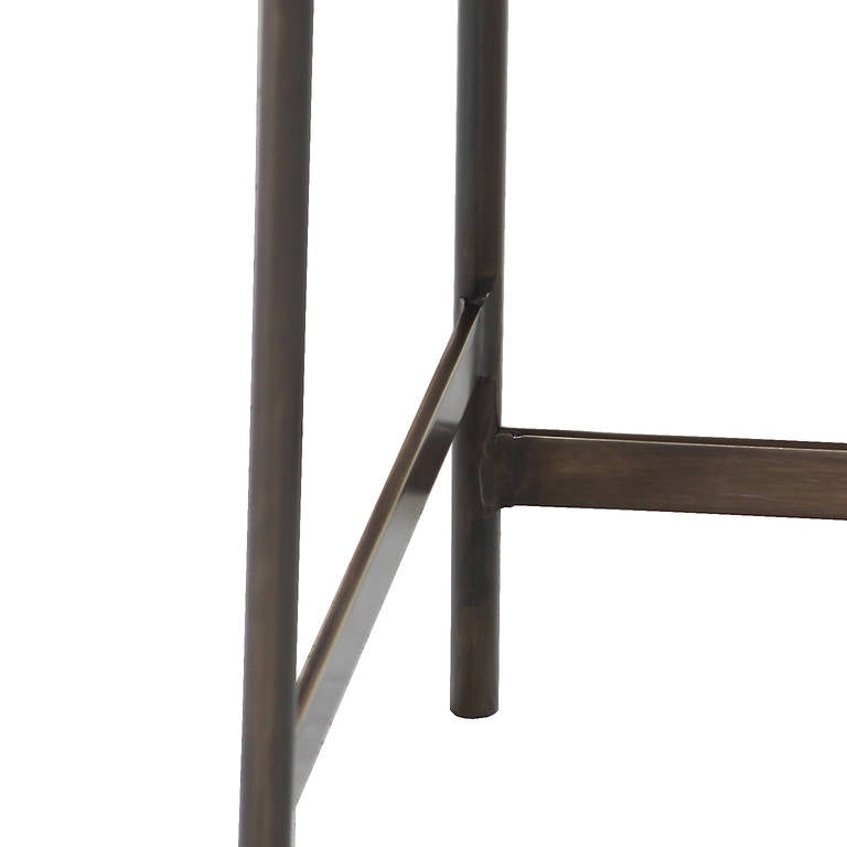 Brass and Leather Bunda Bar Stool by Thomas Hayes Studio For Sale 2