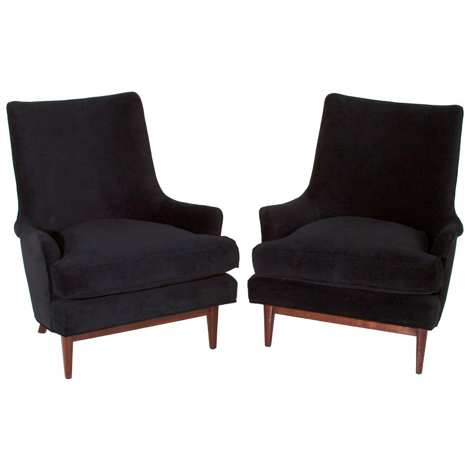 Pair of Curved Back Armchairs by Edward Wormley for Janus