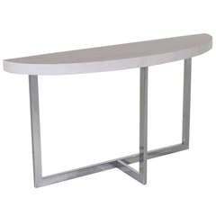 Vintage Beached Oak 
Chrome Flat Bar Console Milo Baughman Attribution