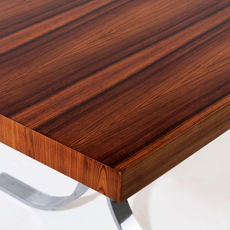 Milo Baughman Rosewood and Chrome-Plated, Solid Steel Dining Table For Sale 1