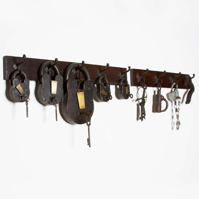 Set Of Antique Decorative Iron & Brass Locks In Fair Condition In Los Angeles, CA