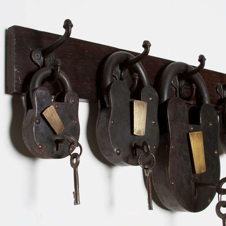 American Set Of Antique Decorative Iron & Brass Locks