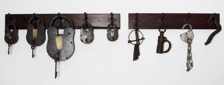 Mid-20th Century Set Of Antique Decorative Iron & Brass Locks