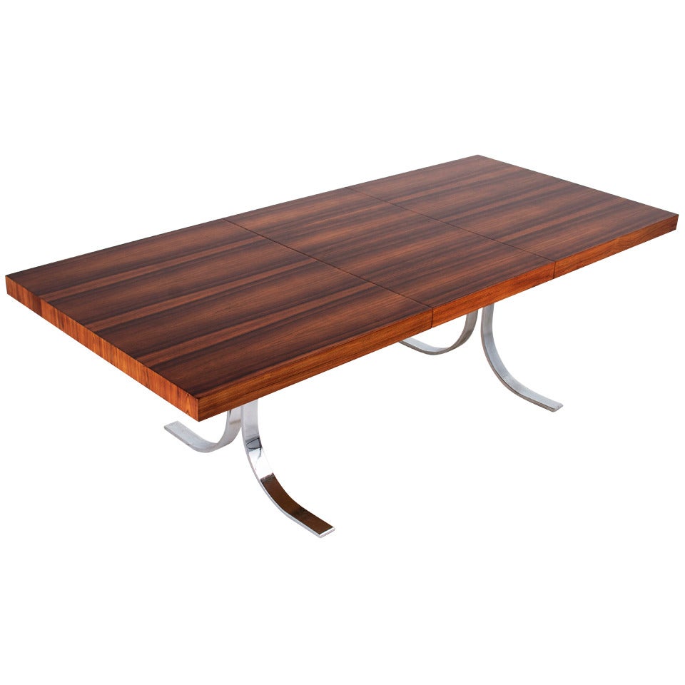 Milo Baughman Rosewood and Chrome-Plated, Solid Steel Dining Table For Sale