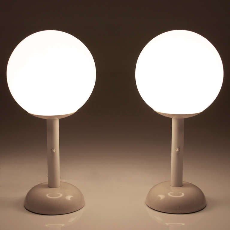 American Pair of Large Outdoor Globe Table Lamps