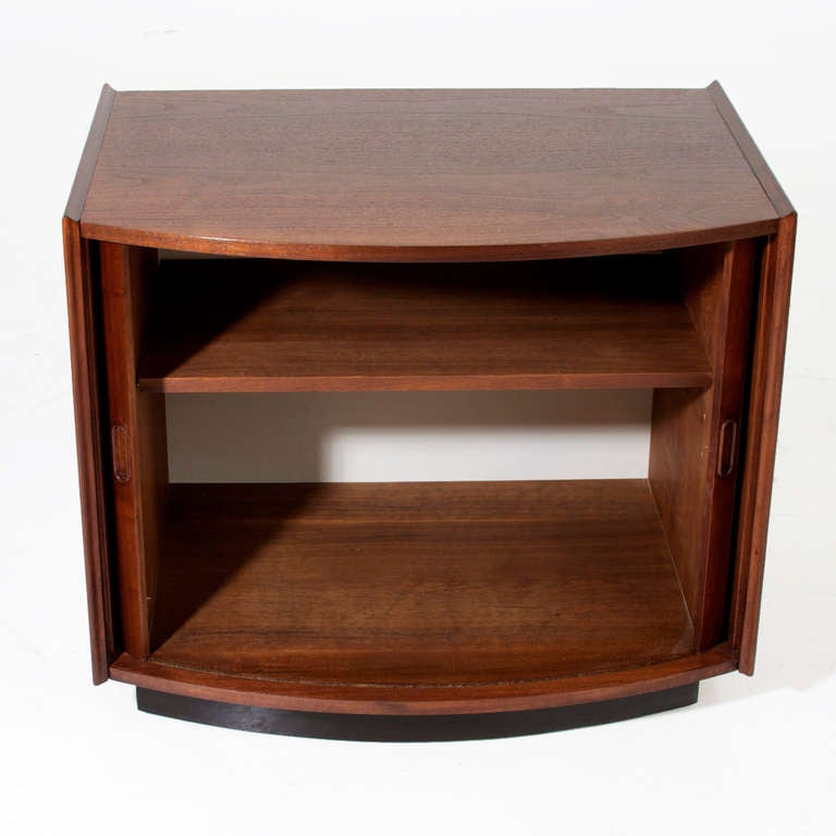 Tambour Door Walnut Side Table or by John Kapel for Glenn of