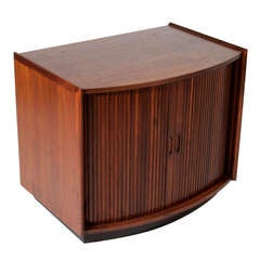 Tambour Door Walnut Side Table or Cabinet by John Kapel for Glenn of California