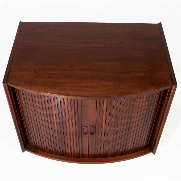 Tambour Door Walnut Side Table or by John Kapel for Glenn of