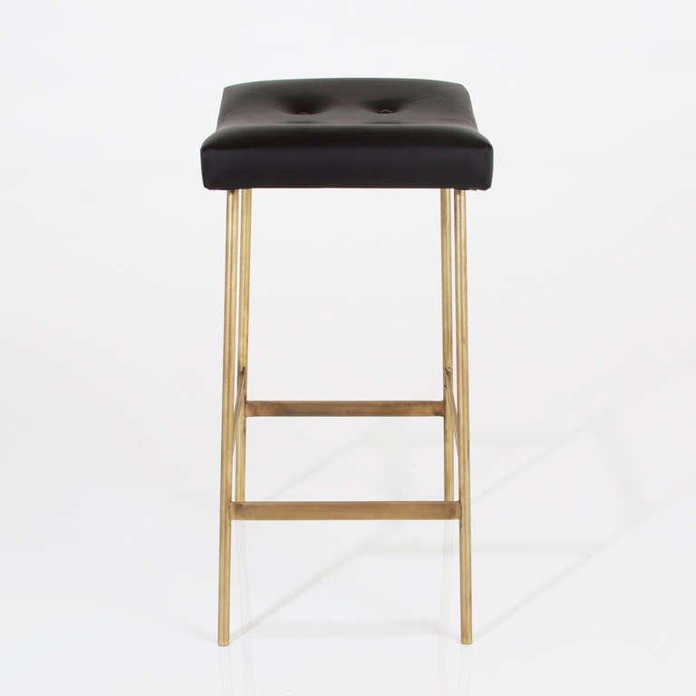 The Brass & Leather Bunda Stool by Thomas Hayes Studio 1