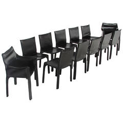 Set of 12 Mario Bellini Cab Chairs