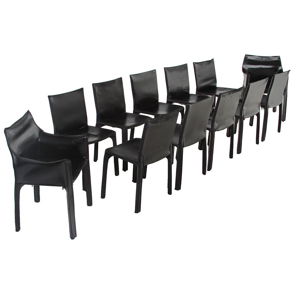 Set of 12 Mario Bellini Cab Chairs For Sale
