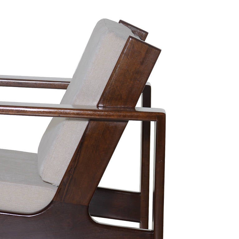 Brazilian Brauna wood and Cream Linen Chair 1