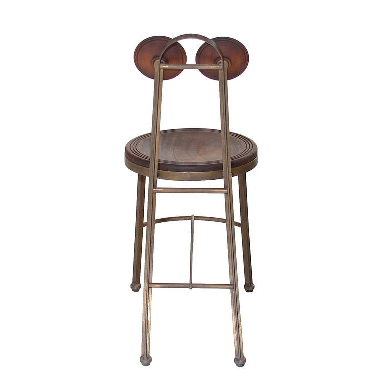 Brazilian Single Bronze and Freijo Wood Chair by Pedro Useche For Sale