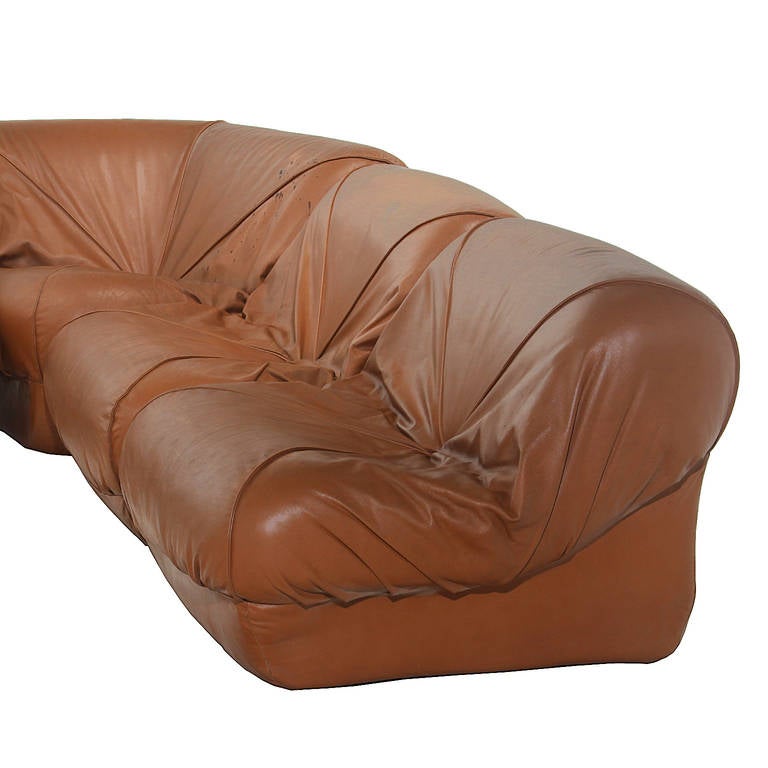 Leather Sectional Sofa by Jorge Zalszupin for L'Atelier