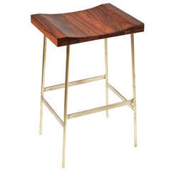 The Solid Brass & Rosewood Bunda Stool by Thomas Hayes Studio