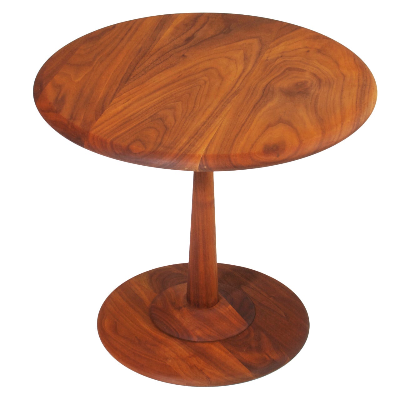 Round Vintage Walnut Side Table by Gordon Martz for Marshall Studios