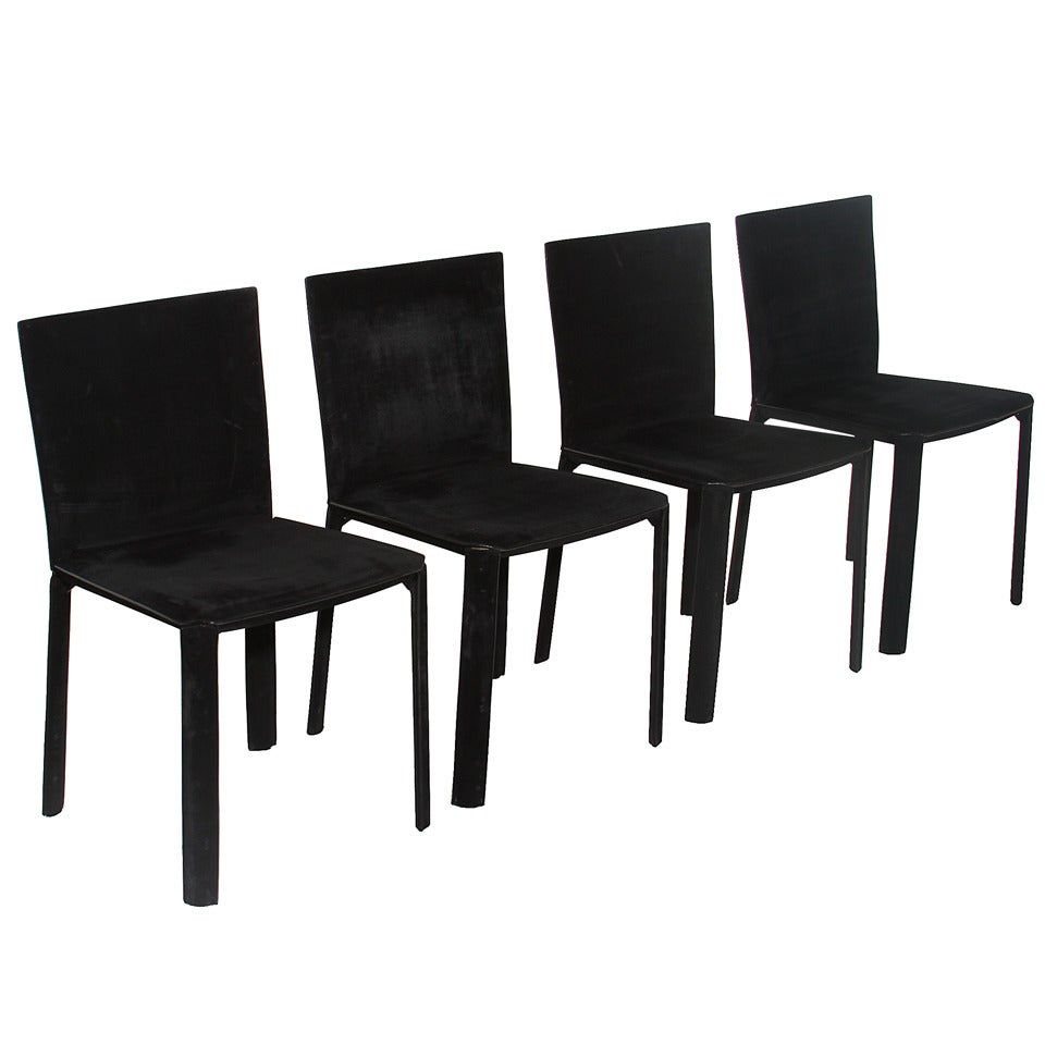 Modern De Couro of Brazil Chairs in Black Leather For Sale