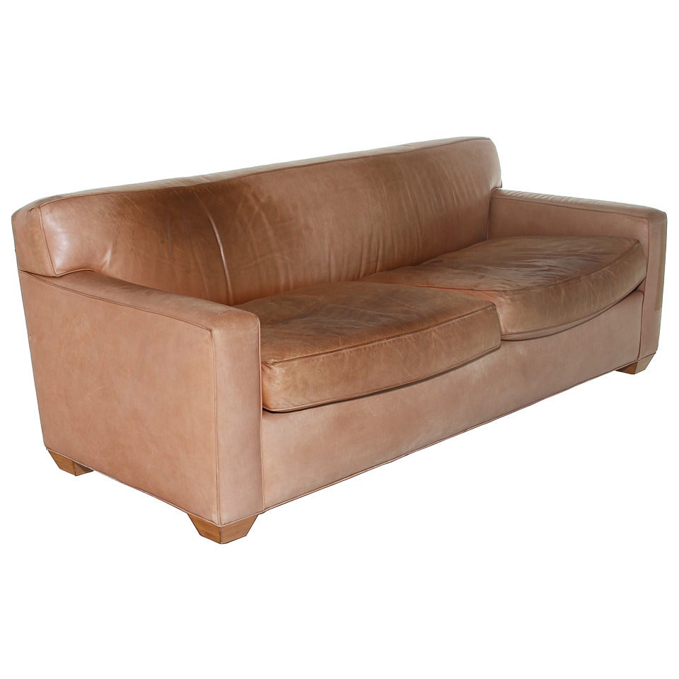 Vintage Distressed Leather Sofa For Sale