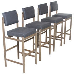 The Basic Pivot Back Bar Stool in Solid Oak by Thomas Hayes Studio