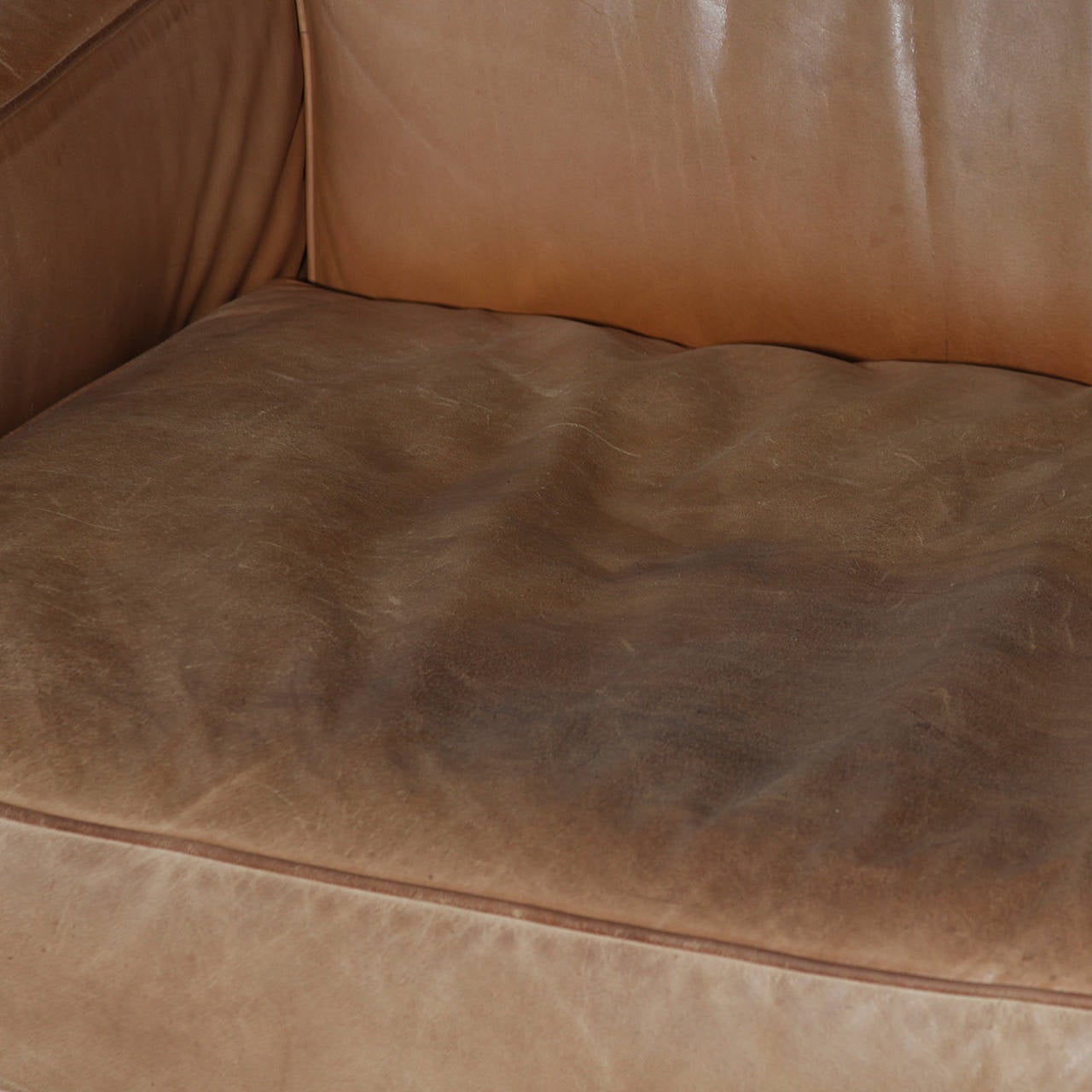 Mid-20th Century Vintage Distressed Leather Sofa For Sale