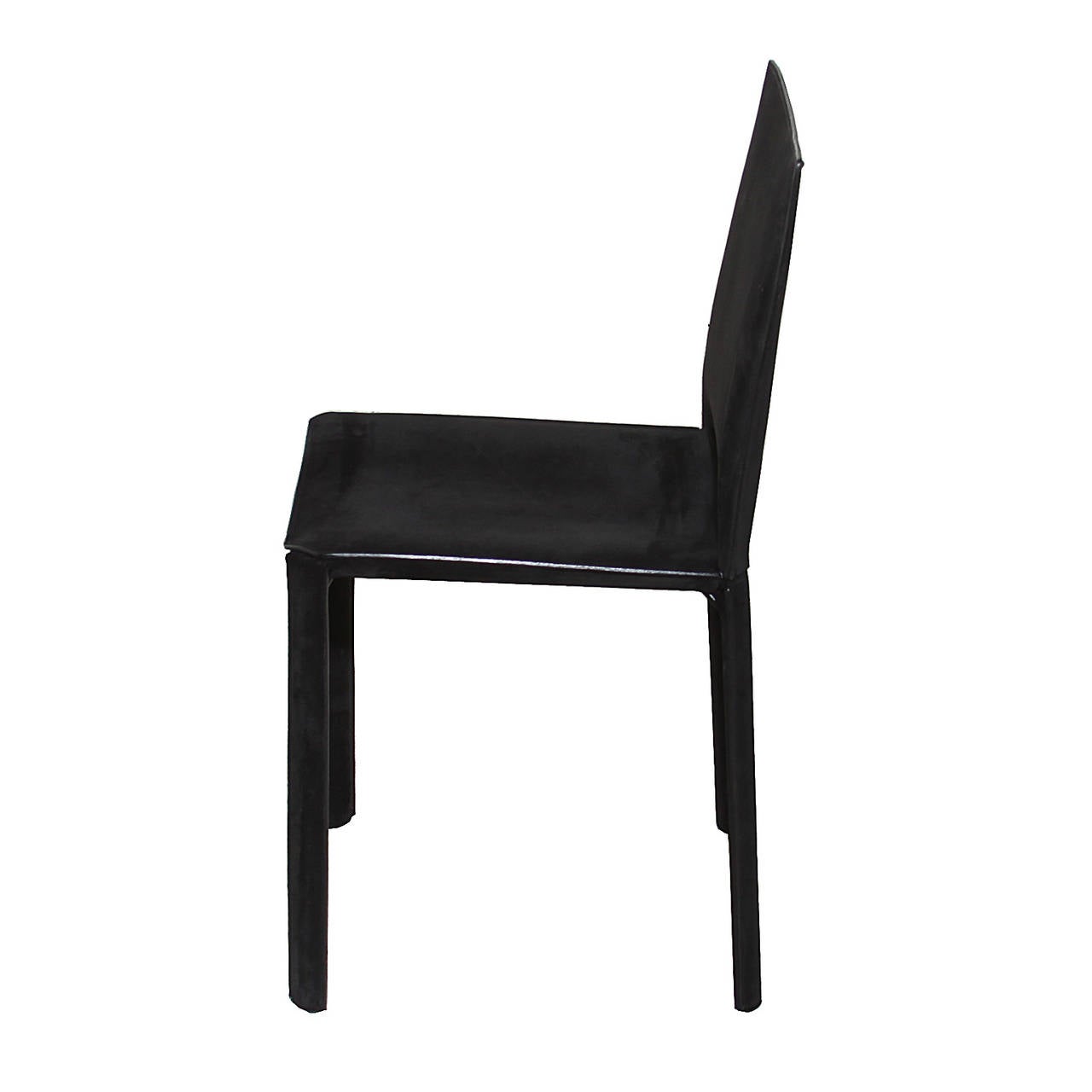 Mid-20th Century Modern De Couro of Brazil Chairs in Black Leather For Sale