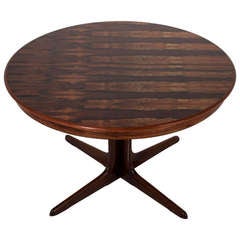Round, Danish Rosewood Dining Table by Koefoeds-Hornslet with Leaves