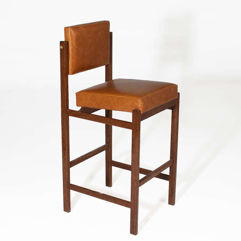 The Basic Bar Stool in Solid Brazilian Sucupira wood by Thomas Hayes Studio In Excellent Condition In Hollywood, CA