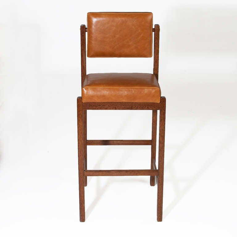 Contemporary The Basic Bar Stool in Solid Brazilian Sucupira wood by Thomas Hayes Studio