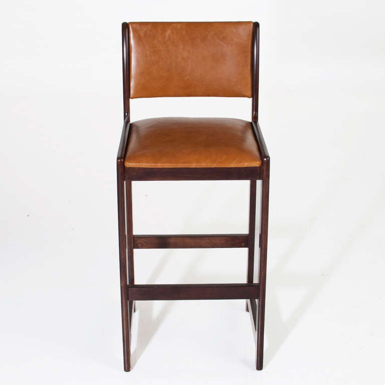 Mid-20th Century Set of Three Vintage Oak California Design Bar Stools